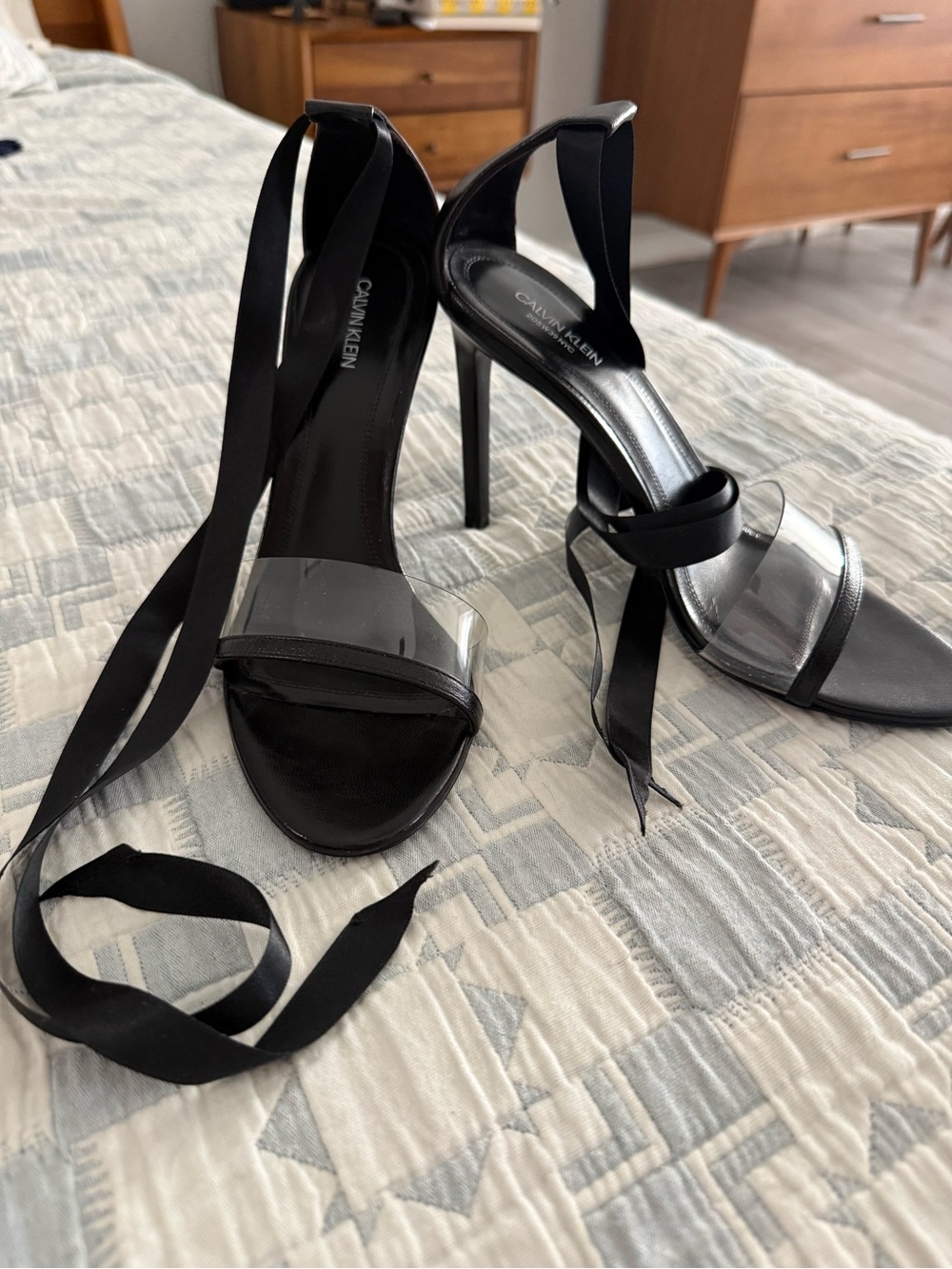 Calvin Klein 205W39 NYC Black Stiletto Heel Sandals
